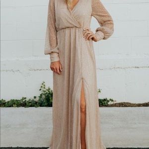 Baltic born long sleeve Abigail champagne dress